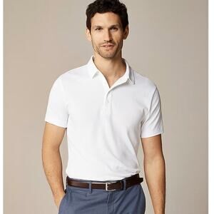 J.Crew Performance Polo Shirt Mens L White Pullover Coolmax Short Sleeve Stretch